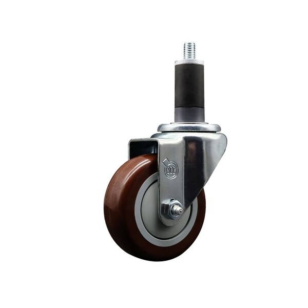 3.5'' Maroon Poly Wheel Swivel 1-1/4'' Expanding Stem Caster